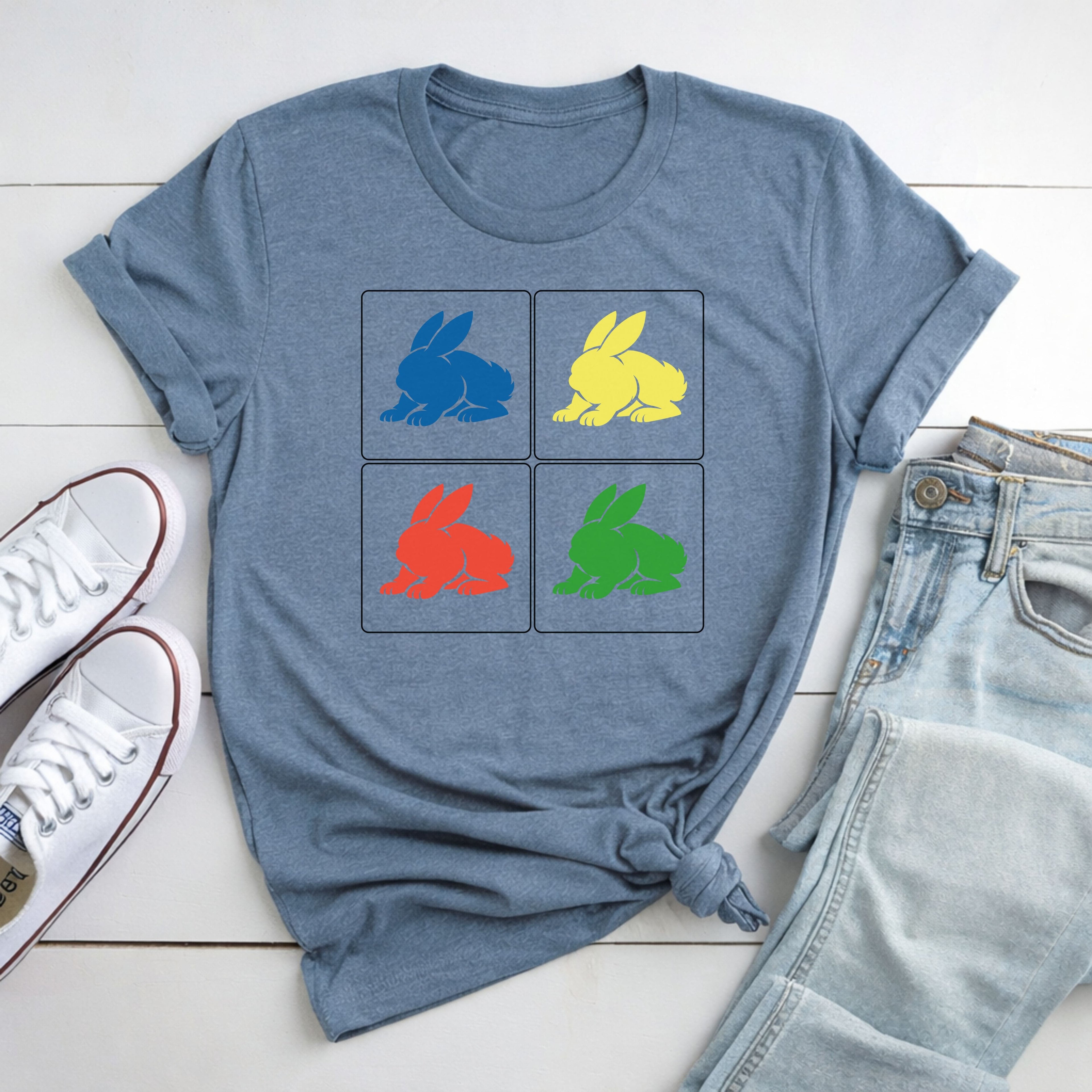 Bunny Pop Grid  T-Shirt