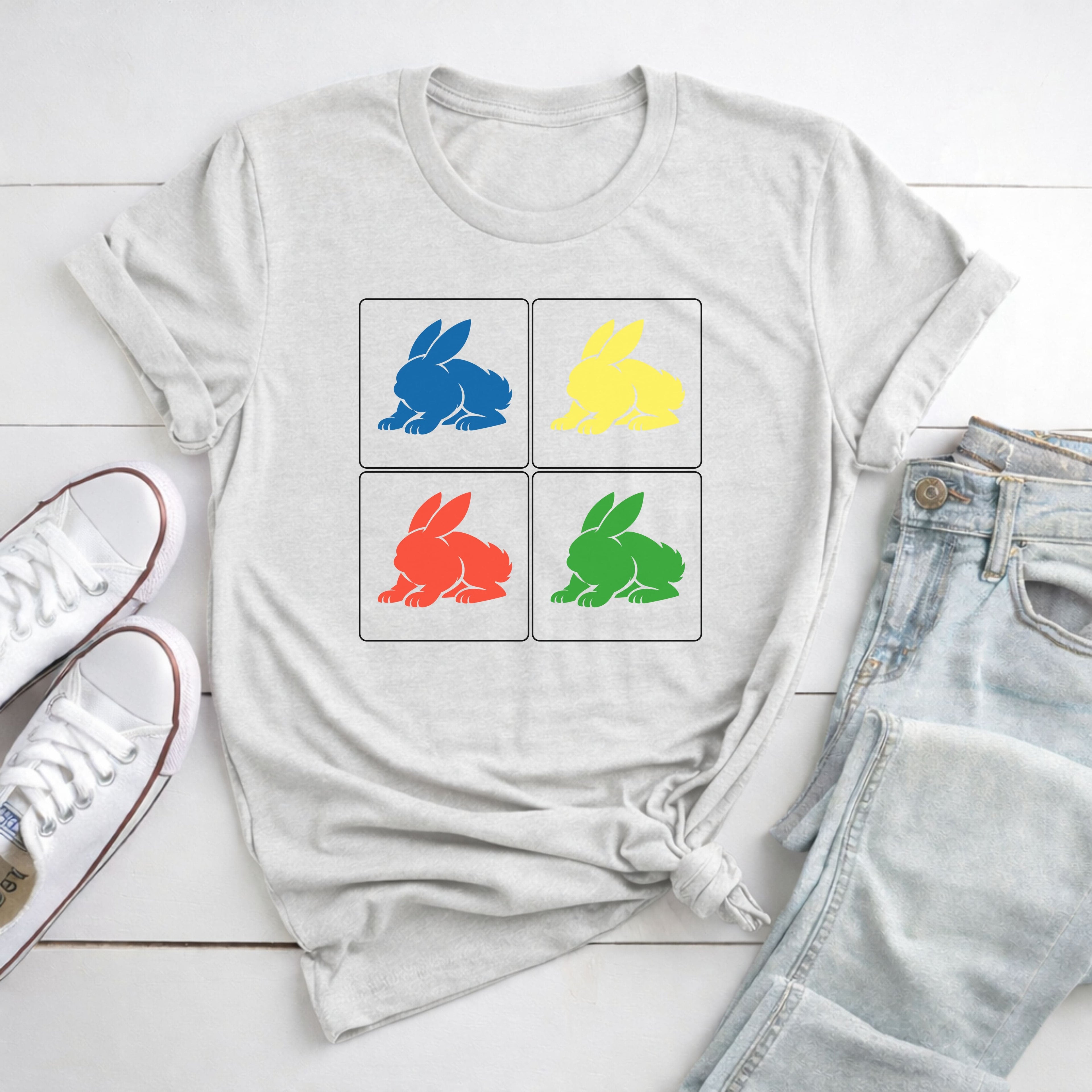 Bunny Pop Grid  T-Shirt