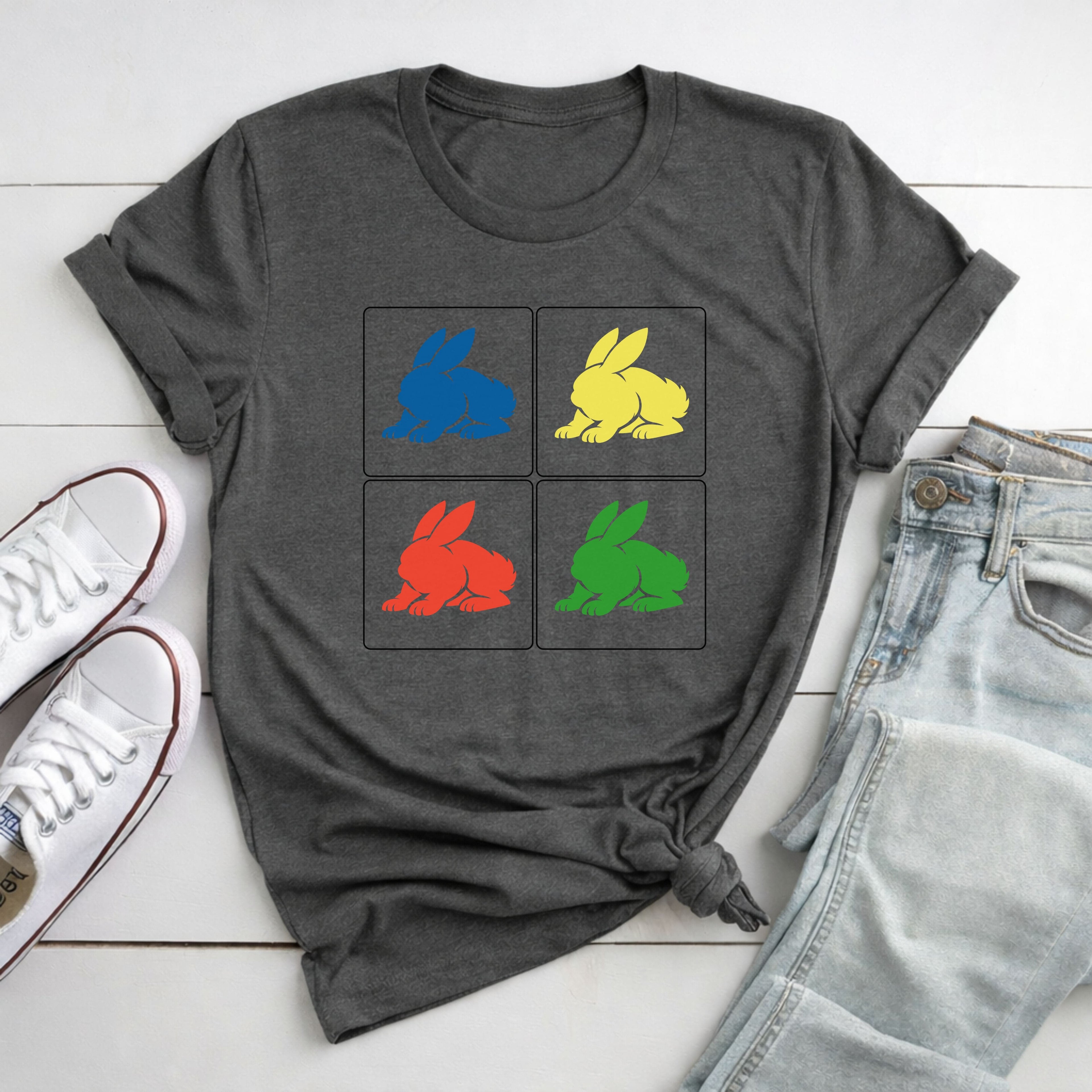 Bunny Pop Grid  T-Shirt